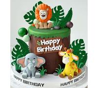 JeVenis décoration de gâteau de fête de bébé safari animaux décoration de gâteau wild one 12 pièces 2 sauvages girafe monkey cake topper
