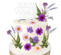 JeVenis décoration de gâteau en fleurs sauvages violettes décor en fleurs sauvages décoration de gâteau en fleurs pour bébé pour une fête de bébé un anniversaire une fête de mariage d'anniversaire