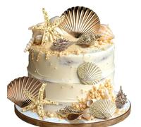 JeVenis Décoration de gâteau en forme de coquillages dorés pour fête prénatale, fête prénuptiale, fête d'anniversaire