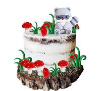 JeVenis Décoration de gâteau en forme de raton laveur - Champignon - Décoration de gâteau d'anniversaire - Figurines d'animaux sauvages pour fête - Fournitures de diorama