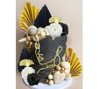 JeVenis décoration de gâteau en forme de visage de femme en acrylique minimaliste noir gâteau champagne et rose décoration de gâteau de mariage pour mariage fête prénuptiale anniversaire