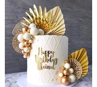 JeVenis décoration de gâteau rose champagne décoration de gâteau boules décoration feuilles de palmier or gâteau bohémien