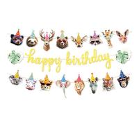 JeVenis décoration fête anniversaire jungle bannière joyeux anniversaire safari bannière animaux jungle guirlande papier
