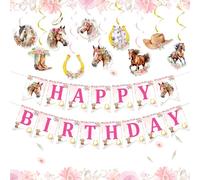JeVenis décorations de fête pour Les Filles bannière sur Le thème du Cheval Toile de Fond pour Photos Course de Chevaux Ballons de baudruche Fournitures pour fête d'anniversaire Cowgirl Western