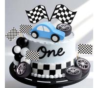 JeVenis décorations gâteau voiture course drapeau carreaux décorations gâteau auto grandir très vite deux ans décoration anniversaire un trois rapide quatre vitesse requise