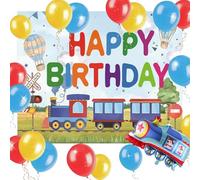 JeVenis décorations pour l'anniversaire du train chugga chugga décorations pour l'anniversaire du 2ème train fond de scène train rétro vintage avec ballons fête d'anniversaire avec ballons aluminium