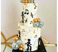 JeVenis Disco Party Supplies Disco Ball Gâteau Décoration Danse Personnes Gâteau Décoration Musique Gâteau Décoration Disco Party Favors Disco Night Cake Toppers