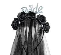 JeVenis écharpe de mariée noire bandeau goth bride to be fournitures pour l'enterrement de vie de jeune fille bride or die décoration pour enterrement de vie de jeune fille