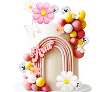 JeVenis groovy cake toppers boho hippie daisy flower cake decoration décorations d'anniversaire de fille boho groovy party supplies