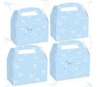 JeVenis Lot de 12 boîtes à dragées avec nœud bleu pour filles, anniversaire, fête prénatale, enterrement de vie de jeune fille