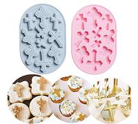 JeVenis Lot de 2 moules pour gâteau de baptême en forme de croix pour cupcakes, baptême, fête prénatale, mariage