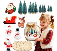 JeVenis Lot de 20 kits de décorations miniatures de Noël pour bricolage, petites figurines de Noël, arbre de Noël, bonhomme de neige, Père Noël, centre de table, décoration de table pour village de
