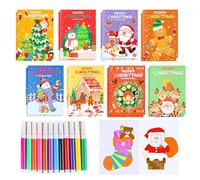 JeVenis Lot de 28 mini livres de coloriage de Noël pour enfants en pain d'épices pour cadeaux de fête d'anniversaire, fournitures d'artisanat