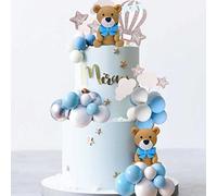 JeVenis luxe bleu ours gâteau décoration décoration gateau baby shower garcon teddy bear bébé garçon baby shower fête d'anniversaire fournitures