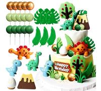 JeVenis luxe petit dinosaure décorations de gâteau dinosaur cupcake topper rex vert trois décors de dinosaures pour gâteaux pour anniversaire babyshower party supplies
