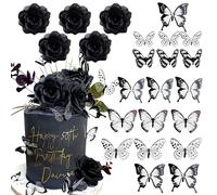 JeVenis noir gothique gâteau décoration rose gâteau topper rip gâteau décoration mort gâteau décoration gothique anniversaire décoration gothique articles de fête