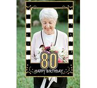 JeVenis Noir Or 80e Anniversaire Fête Photo Booth Props 80e Anniversaire Cadre Photo 80e Anniversaire Cadre Photo