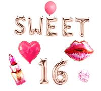 Jevenis or rose sweet 16 ballons sweet 16 bannières ballons sweet sixteen décoration 16e anniversaire décoration sweet 16 fête