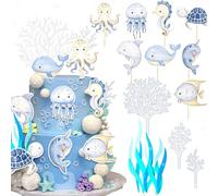 JeVenis pièces toppers gâteau sous la mer toppers cupcakes animaux marins