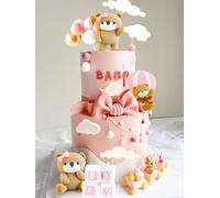 JeVenis pink bébé douche gâteau décoration teddy ours gâteau tops gender reveal gâteau décoration bébé ours douche partie décoration teddy bear party décoration