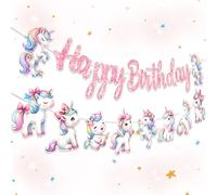 JeVenis poney licorne décoration anniversaire bannière guirlande arc en ciel cadeaux fête déco filles