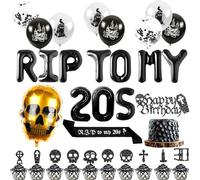 JeVenis rip to my 20s balloons rip twenties balloons gothic birthday decoration 30 birthday cadeau death to my 20s banner funeral for my youth 30th birthday decoration