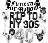 JeVenis rip to my 30s ballons rip thirties ballons décoration d'anniversaire gothique 40 anniversaire mort à mes 30 ans bannière funéraire pour ma jeunesse 40e anniversaire décoration