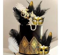 JeVenis roaring 20s cake mask cake decoration masques faciaux décorations de gâteaux décorations de gâteaux de plumes