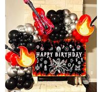 JeVenis rock and roll décorations d'anniversaire born to rock décorations d'anniversaire happy guirlande notes de musique guitare ballons en plastique pour anniversaire rock themed party