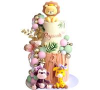 JeVenis rose safari baby party filles décorations de gâteaux sauvages gâteau topper safari décorations de gâteaux sauvages un gâteau topper 1er anniversaire fille zoo