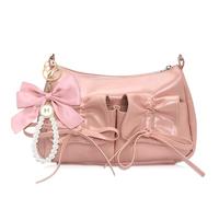 JeVenis sac à bandoulière rose pour femmes pochettes y2k sacs hobo vernis pochette en cuir tendance sac à nœud mignon