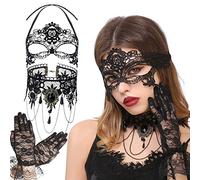 JeVenis Sexy Lace Choker Collier Noir Stretch Set Classic Gothic Glands Tattoo Dentelle Chaînes Choker pour Filles Femmes