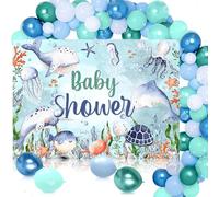 JeVenis sous la mer bienvenue bébé bannière ballons guirlande décorations pour la douche de bébé décorations pour la fête de bienvenue des animaux marins créatures de la mer fournitures de fête