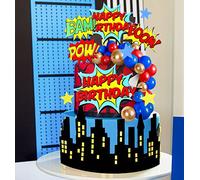 JeVenis Superhero Araignées Animée Décoration de Gâteau Animation Decoration Gateau Anniversaire Cupcake Toppers Enfants Happy Birthday Décoration Fête D'anniversaire Garçons Filles