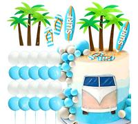 JeVenis surf birthday cake decoration décoration de gâteau d'anniversaire décoration de gâteau on broad plage surf vague cake topper surfboard swimming slippers cake surf birthday party supplies