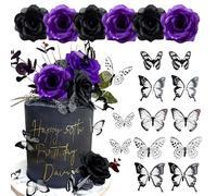 JeVenis Violet Gothique Gâteau Topper Rose Décoration Rip et Mort pour