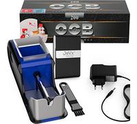 JEVX Rouleuse à tabac + 200 tubes avec filtre OCB - Machine électrique pour le remplissage de cigares, a roler pour fumer des cigarettes, Tube électrique pour rouler Couleur Bleu