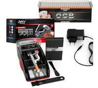 JEVX Rouleuse à Tabac + 200 Tubes avec Filtre OCB - Machine Électrique pour le Remplissage de Cigares, a Roler pour Fumer des Cigarettes, Tube Électrique pour Rouler Rouge