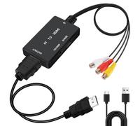 Jewan Convertisseur RCA vers HDMI, Adaptateur AV vers HDMI, Convertisseur Vidéo Audio Composite RCA 1080P CVBS pour Caméra/PS2/SNES/VHS/Xbox/PS4/TV/VCR/DVD/Wii/Supportant PAL/NTSC