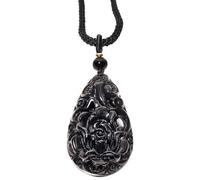 Jewboo Collier simple en obsidienne noire avec pendentif en pierres précieuses spirituelles pour femme, bijoux classiques réglables faits à la main, Gemme, Obsidienne