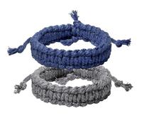 Jewboo Lot de 2 bracelets tressés en corde de coton pour homme et femme - Bracelets d'amitié tissés à la main - Bijoux cadeaux, Tissu, Gemme : non