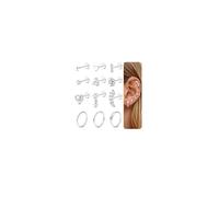 JeweBella 12PCS 18G Piercing Tragus Acier Chirurgical Boucles d'Oreilles Femme Argent Or Petites Piercing Helix Conch Oreille Cartilage Piercings anneau nez studs