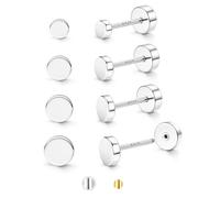 JeweBella 4 Paires Boucles d'Oreilles Femme Argent 925 Hypoallergéniques Plaqué Or 14K Petites Boucles d'Oreilles Zircone Cubique Clous d'Oreilles Femme Homme Piercing Oreille Argent/Or 2/3/4/5mm