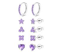 JeweBella 5 Paires Boucles d'oreilles Femme Argent 925 Poteau Hypoallergéniques Boucles d'oreilles Femme Or Clou d'Oreilles Creoles Fleur Coeur Cartilage Boucle d'oreille Femme Ensemble