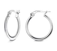 JeweBella Boucles d'Oreilles Créoles Argent Femme 925 Petites Boucle d'Oreille Creole Argent Sterling Hypoallergéniques Anneau Boucle d'Oreille pour Femme Fille Diamètre 18mm