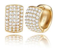 JeweBella Boucles d'oreilles Creoles Or pour Femme Boucles d'oreilles Créoles Hypoallergénique Plaqué Or 18K Boucles d'oreille Chunky Huggie Zirconium Boucles d'oreille épaisses Petite