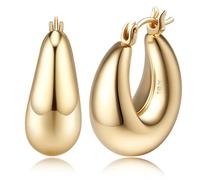 JeweBella Boucles d'oreilles Creoles Or pour Femme Boucles d'oreilles Créoles Hypoallergénique Plaqué Or 18K Boucles d'oreille Chunky Huggie Zirconium Boucles d'oreille épaisses Petite