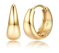 JeweBella Boucles d'oreilles Creoles Or pour Femme Boucles d'oreilles Créoles Hypoallergénique Plaqué Or 18K Boucles d'oreille Chunky Huggie Zirconium Boucles d'oreille épaisses Petite