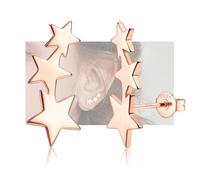 JeweBella Boucles d'Oreilles Étoile en Argent Sterling 925 pour Femme Fille Hypoallergéniques Boucles d'Oreilles Étoile Petits Clous d'Oreilles Cadeaux de Bijoux Argent/Or/Or Rose