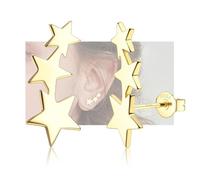 JeweBella Boucles d'Oreilles Étoile en Argent Sterling 925 pour Femme Fille Hypoallergéniques Boucles d'Oreilles Étoile Petits Clous d'Oreilles Cadeaux de Bijoux Argent/Or/Or Rose